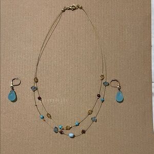 Claire's Gold and Blue Beaded Necklace Set
